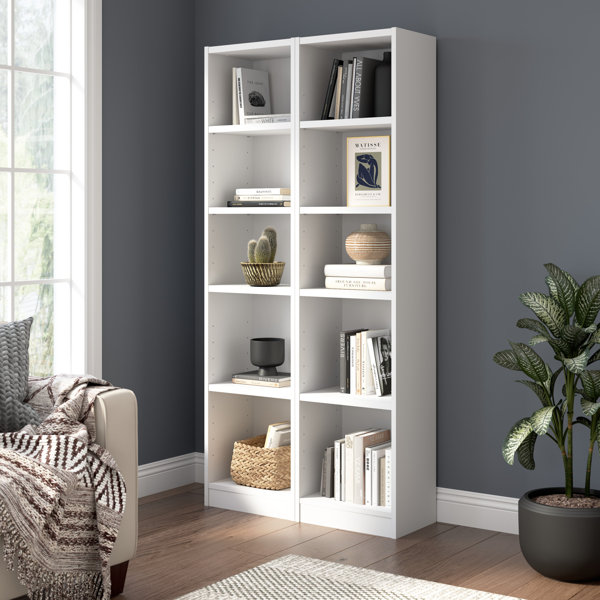 Bush Furniture Tall 5 Shelf Bookcase Set Of 2, Storage And Display